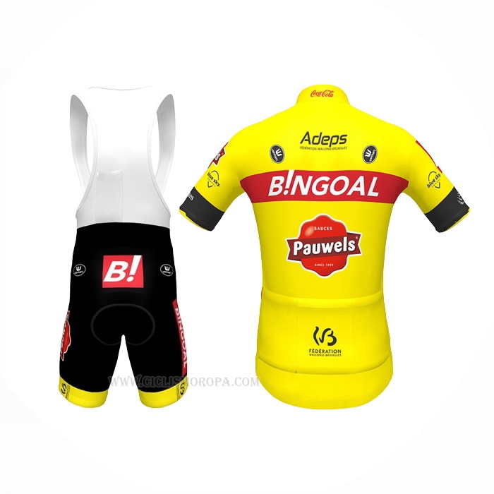 2022 Ropa Ciclismo Bingoal WB Amarillo Mangas Corta y Culotte Corto